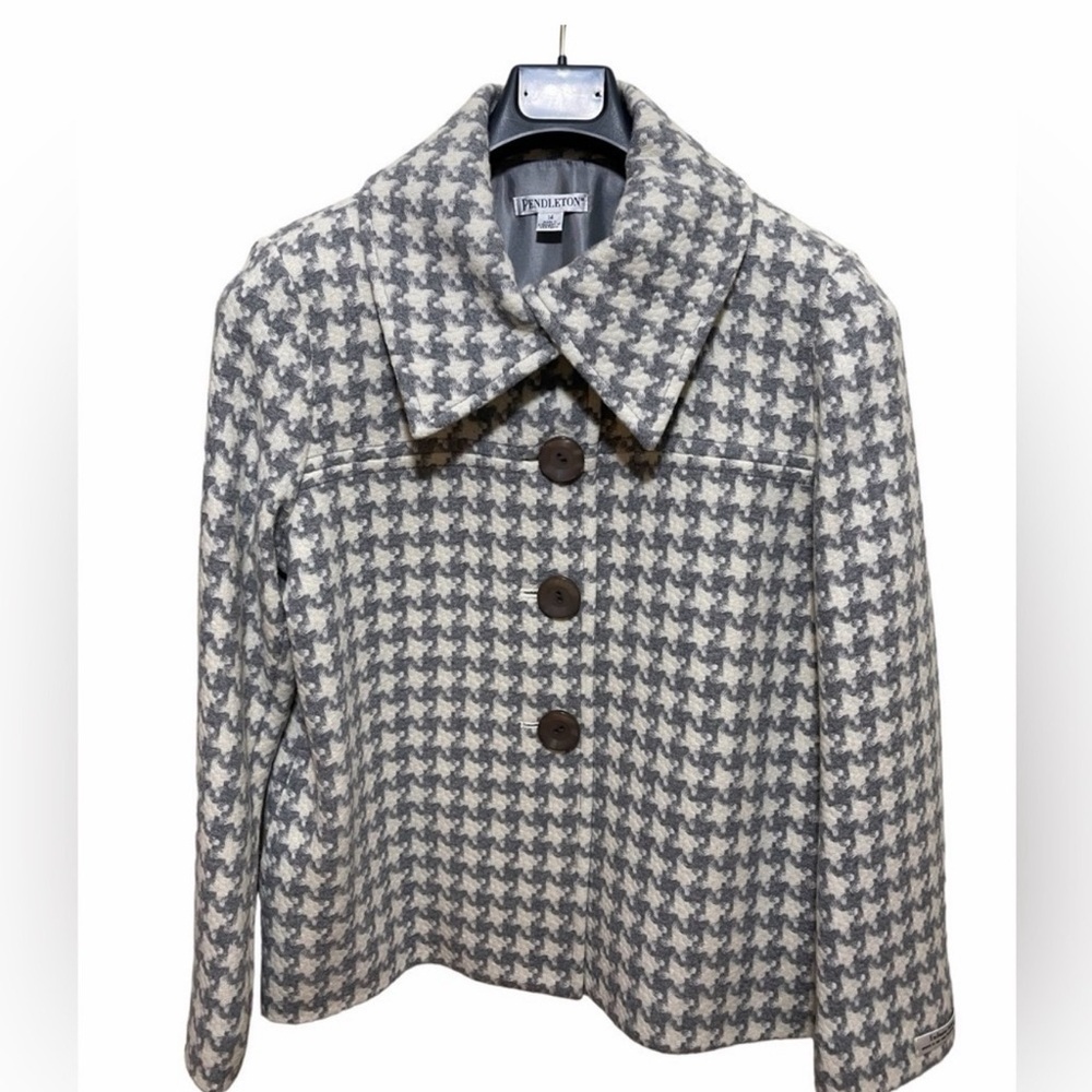 PENDLETON Lambs/Virgin Wool Blend Houndstooth Jac… - image 1